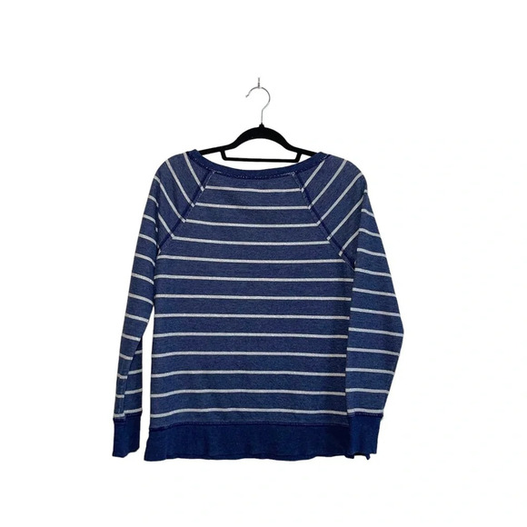 aerie Striped Sweatshirt Navy Blue & Silver Metallic Wide Neck Small Women’s - Picture 5 of 10
